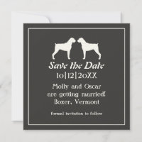 Faire-part de mariage silhouettes de chien Boxer