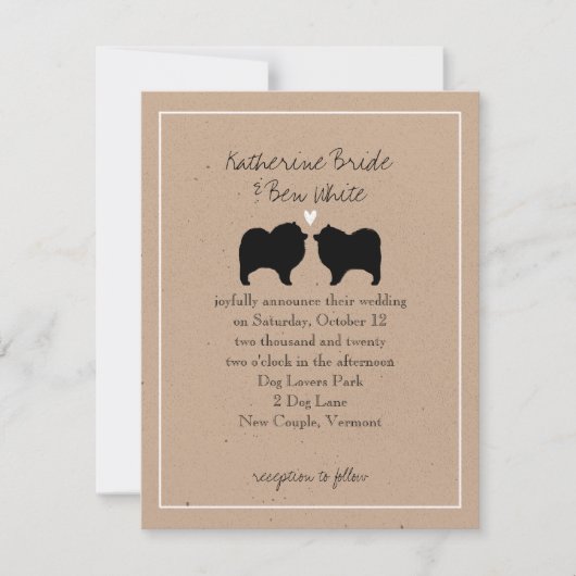 Faire-part de mariage silhouettes de Keeshond (Devant)