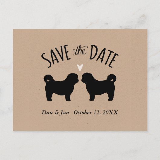 Faire-part de mariage silhouettes de Shih Tzu (Devant)