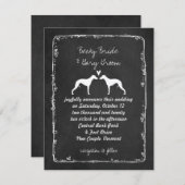 Faire-part de mariage silhouettes de Whippet (Devant / Derrière)