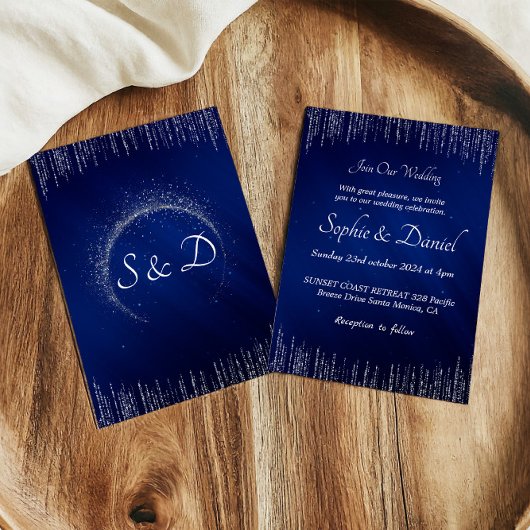 Faire-part de mariage Silver Blue de luxe