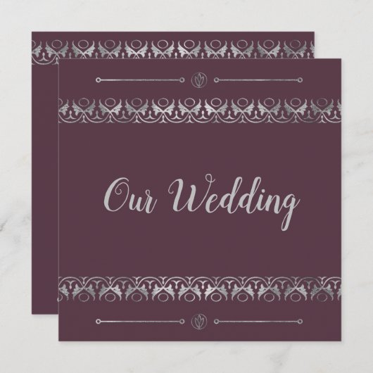 Faire-part de mariage Silver de luxe (Devant / Derrière)