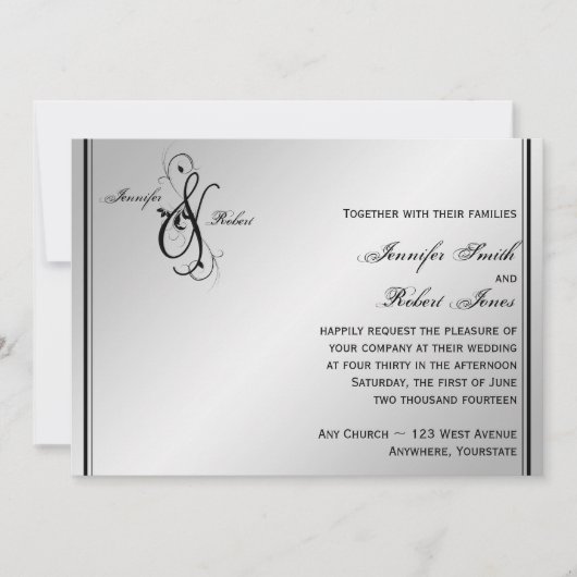 Faire-part de mariage Silver Elegance (Devant)