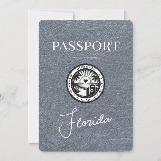 Faire-part de mariage Silver Florida Passport (Dos)