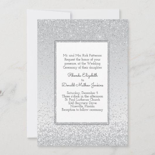 Faire-part de mariage Silver Glitter and Shine (Devant)