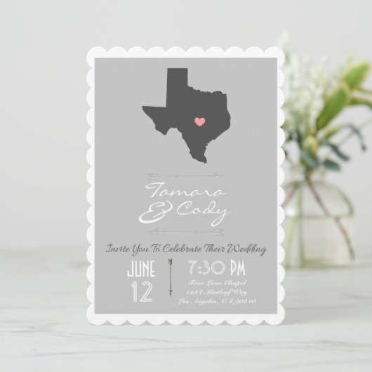 Faire-part de mariage Silver Grey Texas (Debout devant)