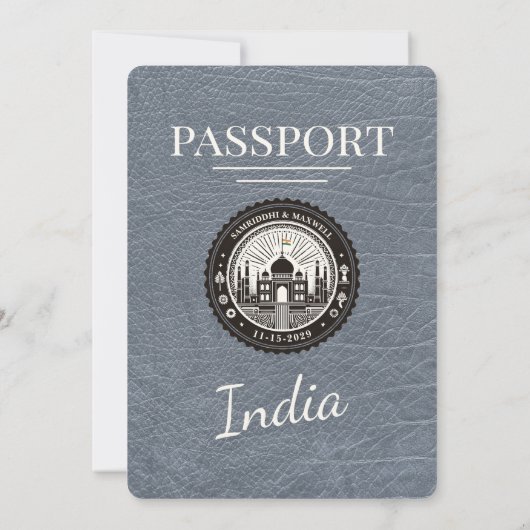 Faire-part de mariage Silver India Passport (Dos)