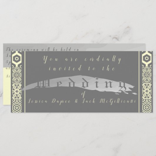 Faire-part de mariage Silvery Grey et Tile-font (Devant / Derrière)