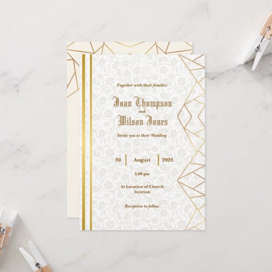 Faire-part de mariage simple (Devant/Arrière en situation)