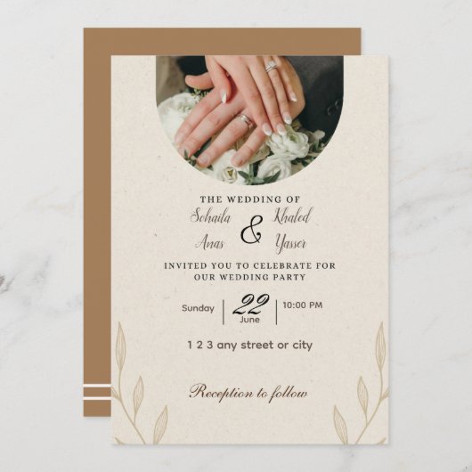 Faire-part de mariage simple (Devant / Derrière)