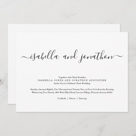 Faire-part de mariage simple (Devant / Derrière)