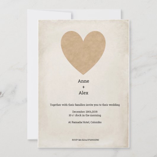 Faire-part de mariage simple (Devant)