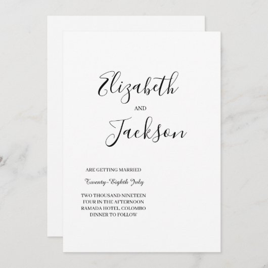 faire-part de mariage simple (Devant / Derrière)