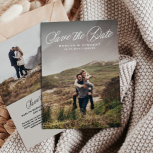 Faire-part de mariage simple à deux photos en écri