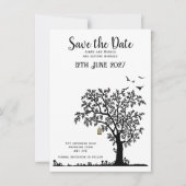 Faire-part de mariage simple arbre / oiseau noir e (Devant)