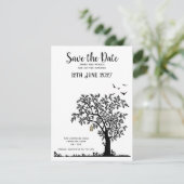 Faire-part de mariage simple arbre/oiseau noir et (Debout devant)