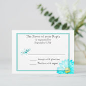 Faire-part de mariage simple aux gerbera sarcelle (Debout devant)