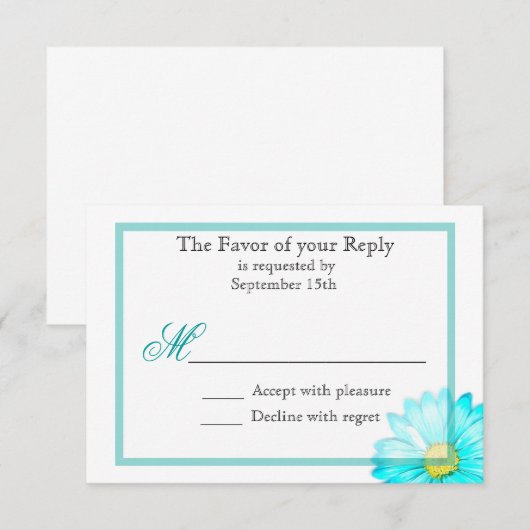 Faire-part de mariage simple aux marguerites de Ge (Devant / Derrière)