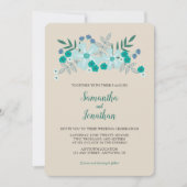 Faire-part de mariage simple avec fleurs sarcelle (Devant)