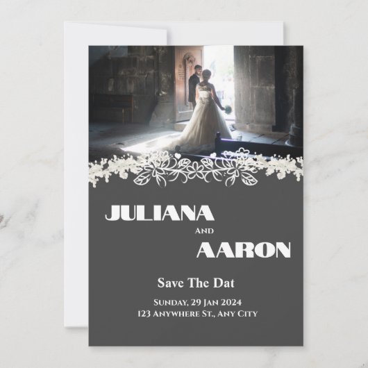 Faire-part de mariage simple avec image (Devant)