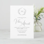 Faire-part de mariage simple avec monogramme de la (Debout devant)