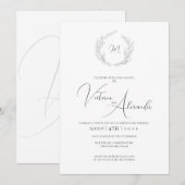 Faire-part de mariage simple avec monogramme de la (Devant / Derrière)