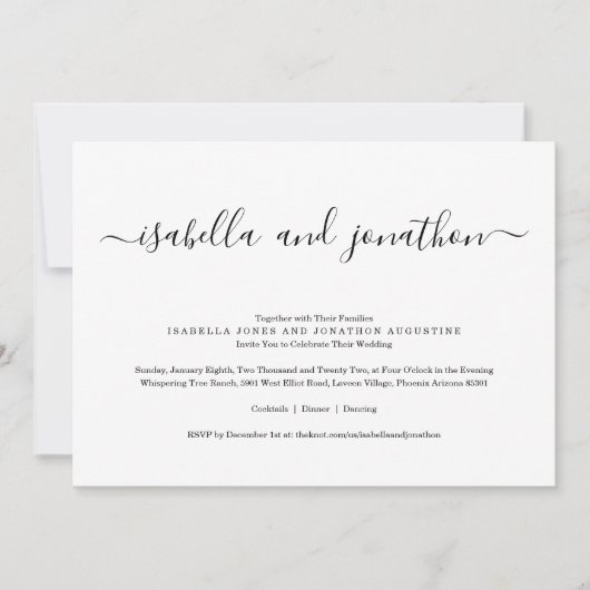 Faire-part de mariage simple avec RSVP (Devant)