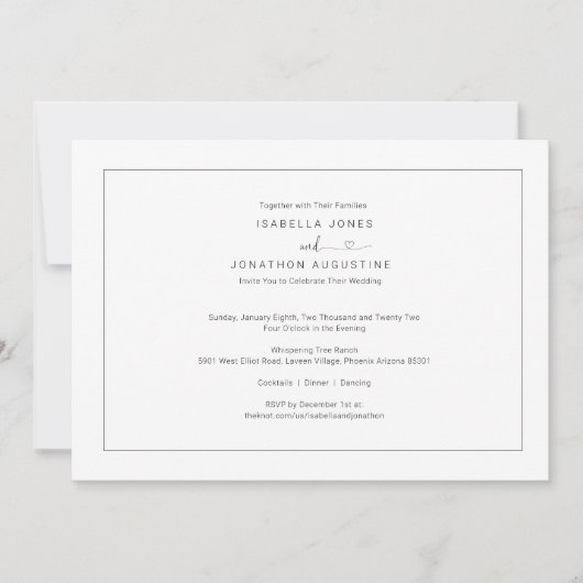 Faire-part de mariage simple avec RSVP (Devant)