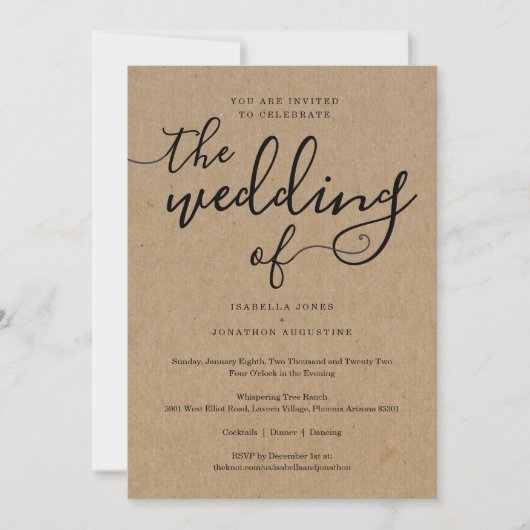Faire-part de mariage simple avec RSVP sur papier  (Devant)