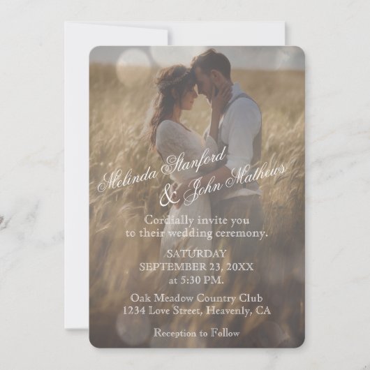 Faire-part de mariage | Simple avec texte blanc (Devant)