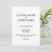 Faire-part de Mariage Simple Bilingue Français Ang (Debout devant)