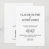 Faire-part de Mariage Simple Bilingue Français Ang (Devant / Derrière)