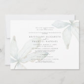 Faire-part de mariage simple blanc à feuillage tro (Devant)