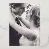 Faire-part de mariage simple bleu argenté avec pho (Verso)