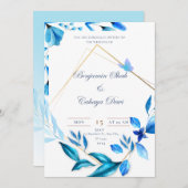 faire-part de mariage simple bleu bébé et blanc (Devant / Derrière)