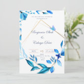 faire-part de mariage simple bleu bébé et blanc (Debout devant)