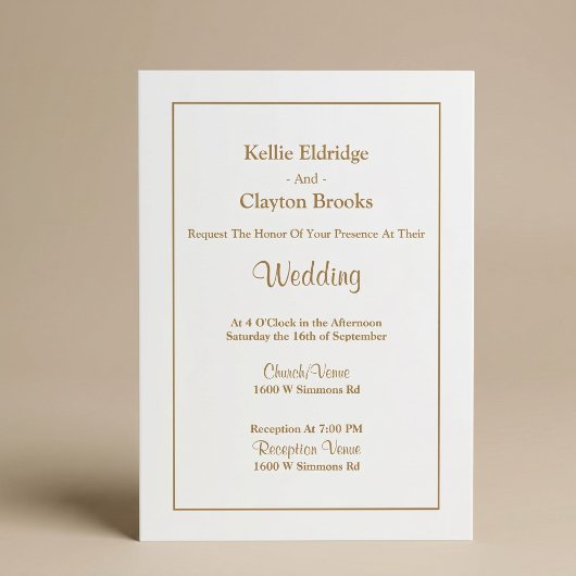 Faire-part de mariage simple cadre blanc