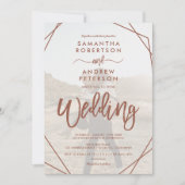Faire-part de mariage simple cadre boho terracotta (Devant)