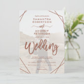 Faire-part de mariage simple cadre boho terracotta (Debout devant)