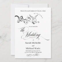 Faire-part de mariage Simple Classique oiseaux d'a