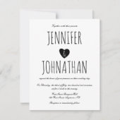 Faire-part de mariage simple cœur rustique (Devant)