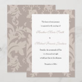 Faire-part de mariage simple Damask Taupe (Devant / Derrière)