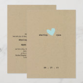 Faire-part de mariage simple de coeur (Devant / Derrière)