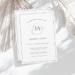 Faire-part de mariage simple de monogramme blanc e<br><div class="desc">Simple Faire-part de mariage Monogramme blanc et noir. Impressionnez vos invités mariages avec ce faire-part de mariage blanc et noir tendance avec un joli script noir, avec les initiales de la mariée et du marié sur un arrière - plan blanc. Cette Invitation a un superbe design noir et blanc, avec...</div>