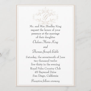 Faire-part de mariage simple de monogramme clair