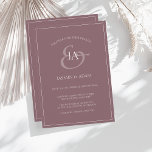 Faire-part de mariage simple de monogramme pourpre<br><div class="desc">Faire-part de mariage simple de monogramme prune violet. Impressionnez vos invités mariages avec ce faire-part de mariage à la mode violet foncé avec un magnifique script blanc, avec les initiales de la mariée et du marié sur un arrière - plan prune violet. Cette Invitation a un superbe design mauve, avec...</div>