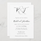 Faire-part de mariage simple de script Monogramme (Devant / Derrière)