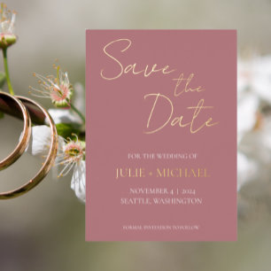 Faire-part de mariage simple de style Rose Poussié