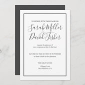 Faire-part de mariage simple d'élégance (Devant / Derrière)