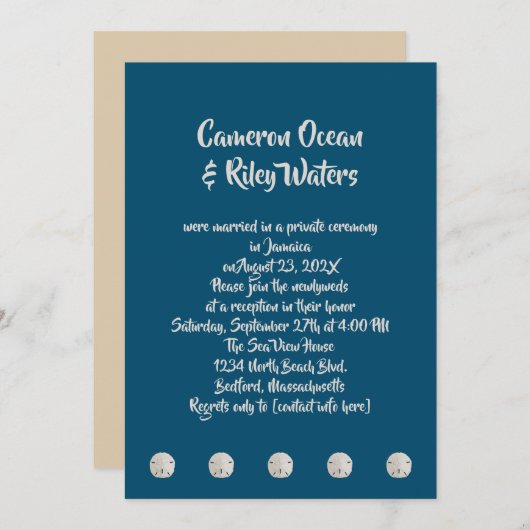 Faire-part de Mariage Simple Dollars de Sable de C (Devant / Derrière)